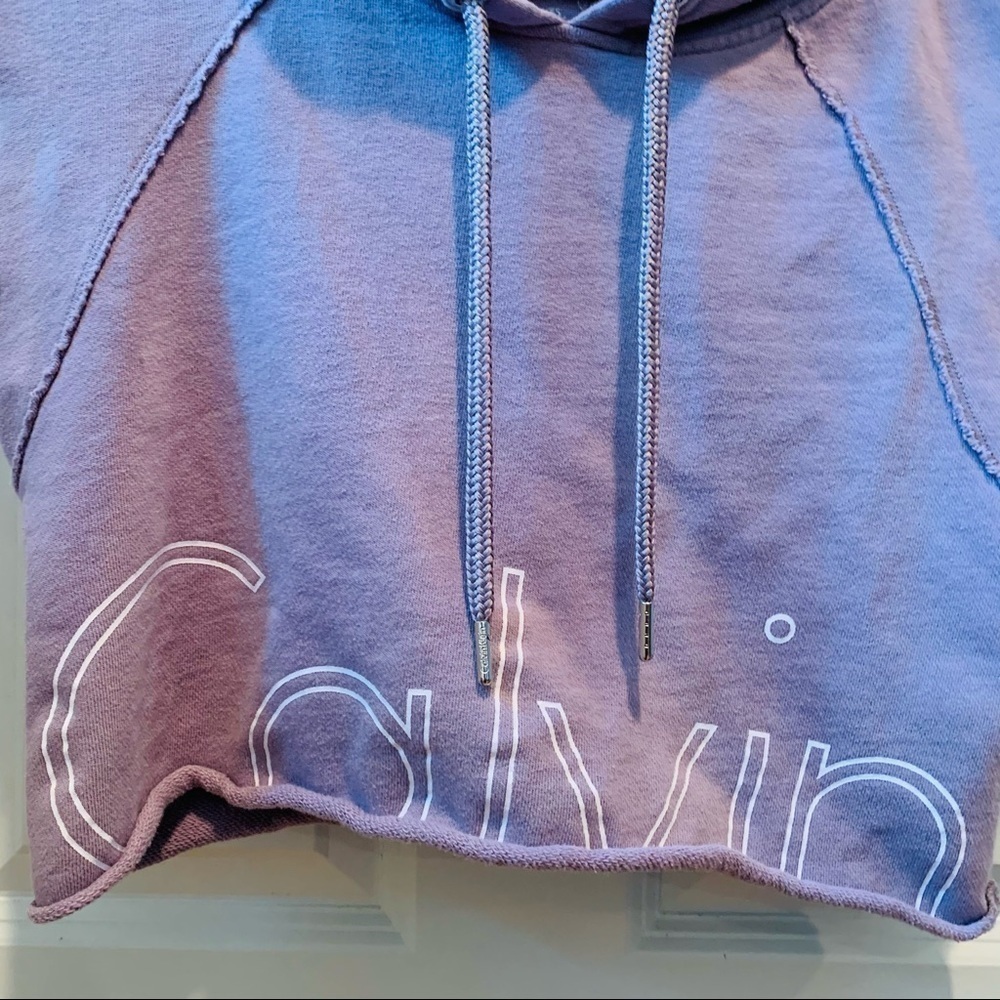 Calvin Klein Purple Crop Muscle Sleeveless Hoodie - Picture 11 of 12
